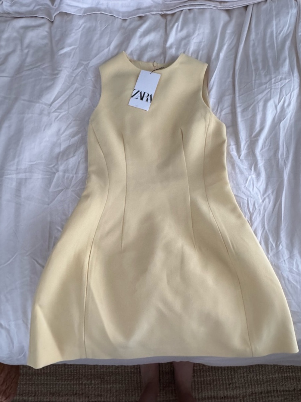 Butter yellow mini dress Zara